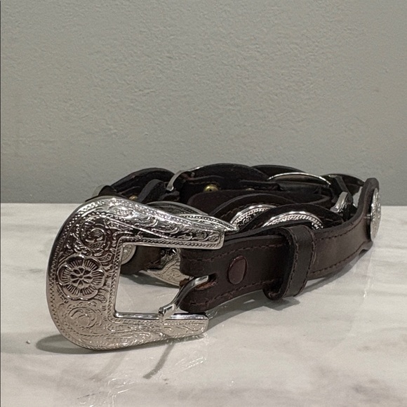 Women’s Brown Genuine Leather Western Cowgirl Belt with Silver Buckle 37 inches - Picture 2 of 8